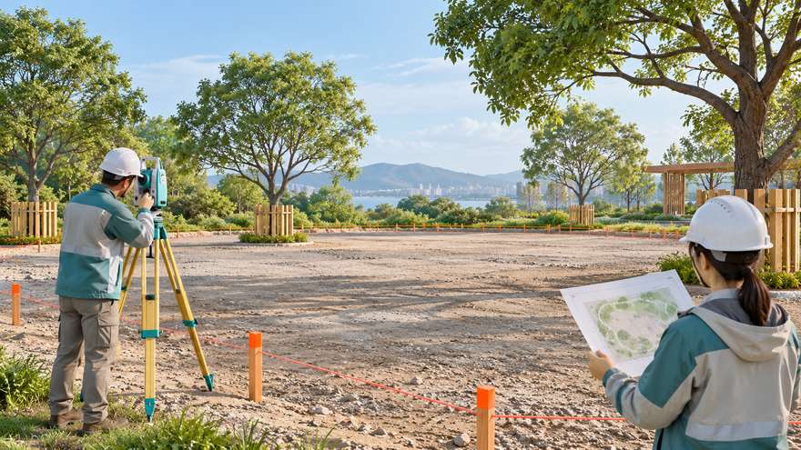 Survey and boundary review at a future playground site