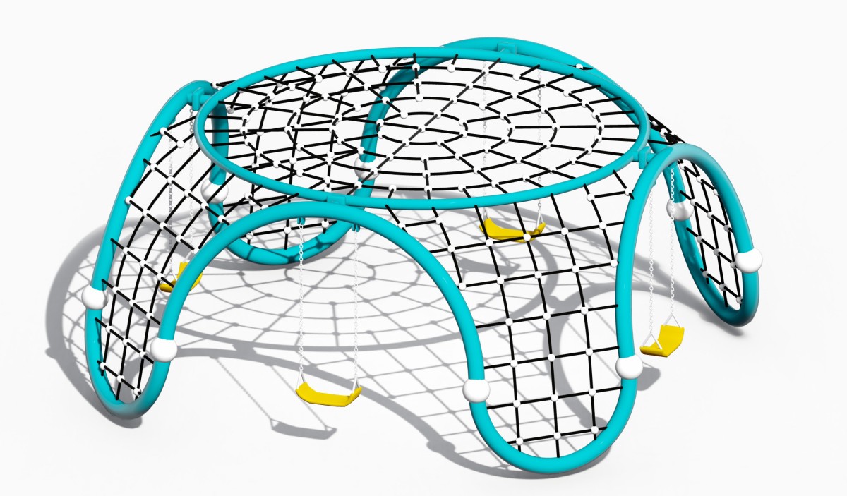 Panoramic display of Spider Web Climber with Swing Set-4