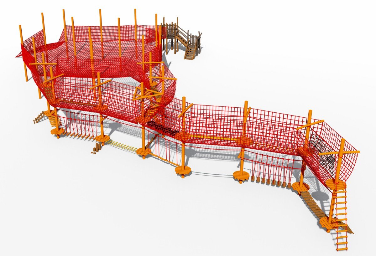 Panoramic display of outdoor rope net trampoline climber for kids-3