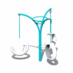Galvanized Pipe Kids Three-person Swing For Outdoor Playground