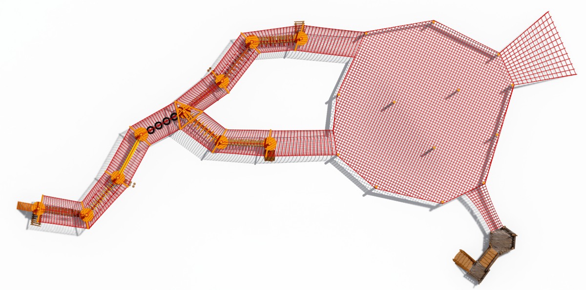 Panoramic display of outdoor rope net trampoline climber for kids-5