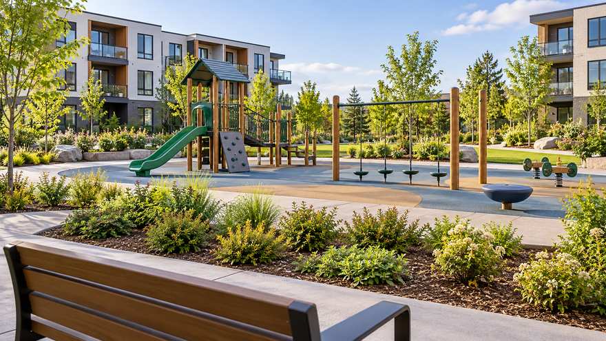 Community playground caregiver sightlines concept