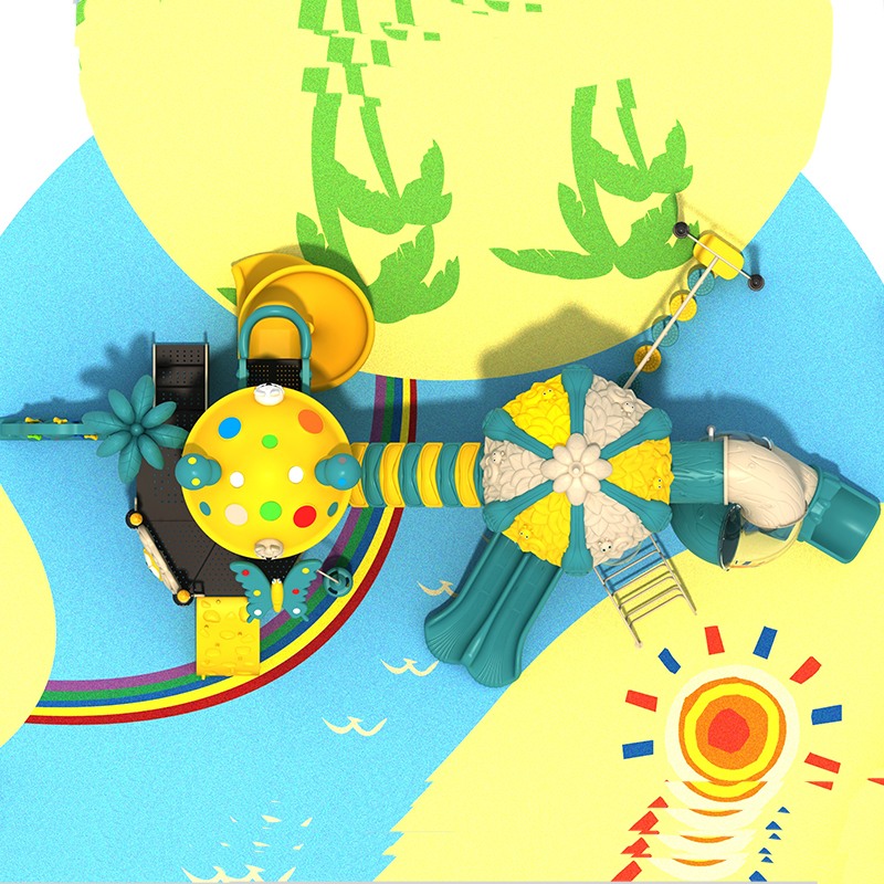 Children's Playground Slide with Forest Elements for Outdoor Fun