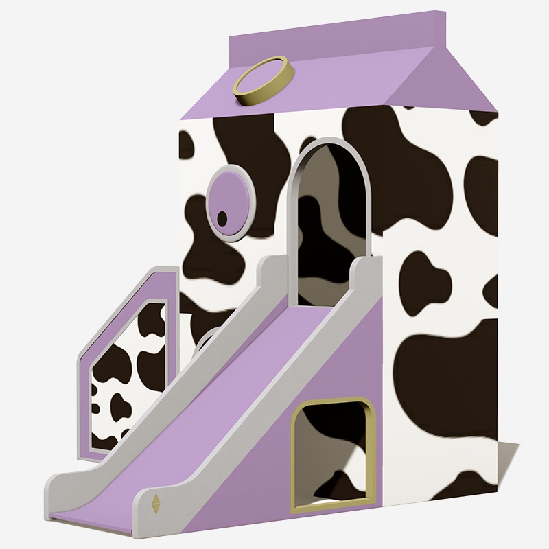 Cow-Print Cottage Indoor Soft Play Slide Equipment