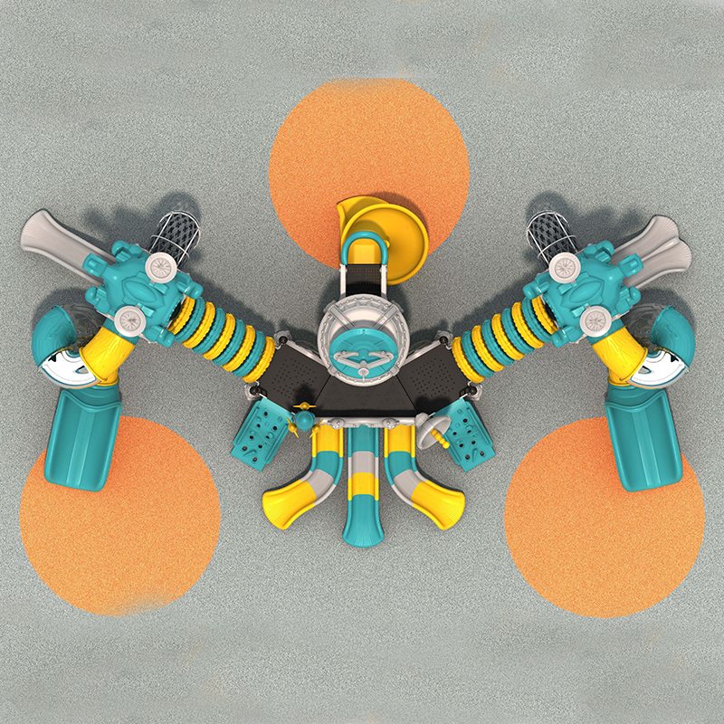 Rocket Themed Children's Playground Slide with Cosmic Fun