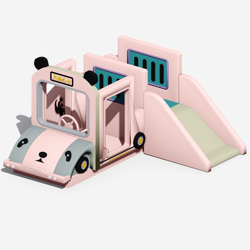 Panda Bus Themed Indoor Soft Play Climber with Slide