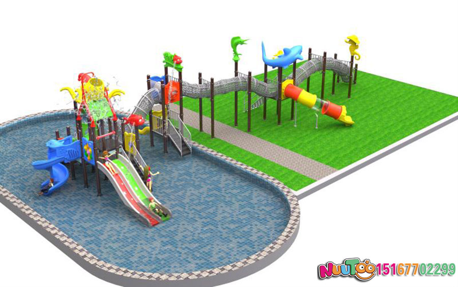 Water slide + children's play equipment + slides - (4)